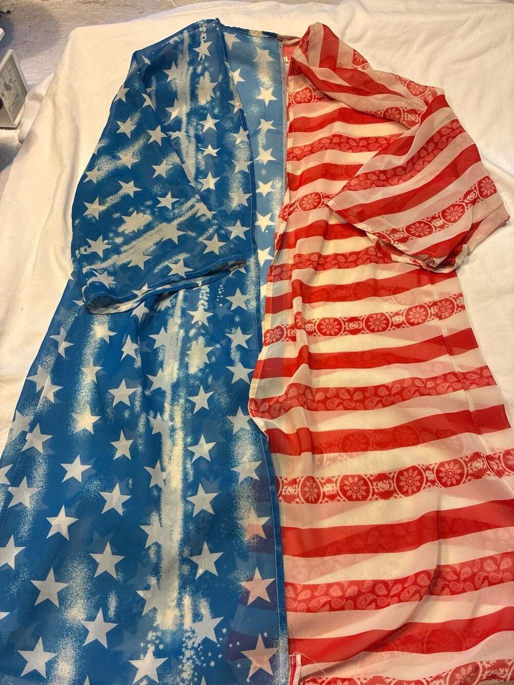Main Street Sheer American Flag Kimono Cardigan Cover Up